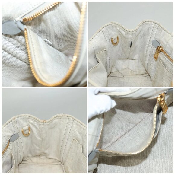PRADA Canapa PM Hand Bag Canvas 2way Gray Gold Auth 133271 - Picture 15 of 15